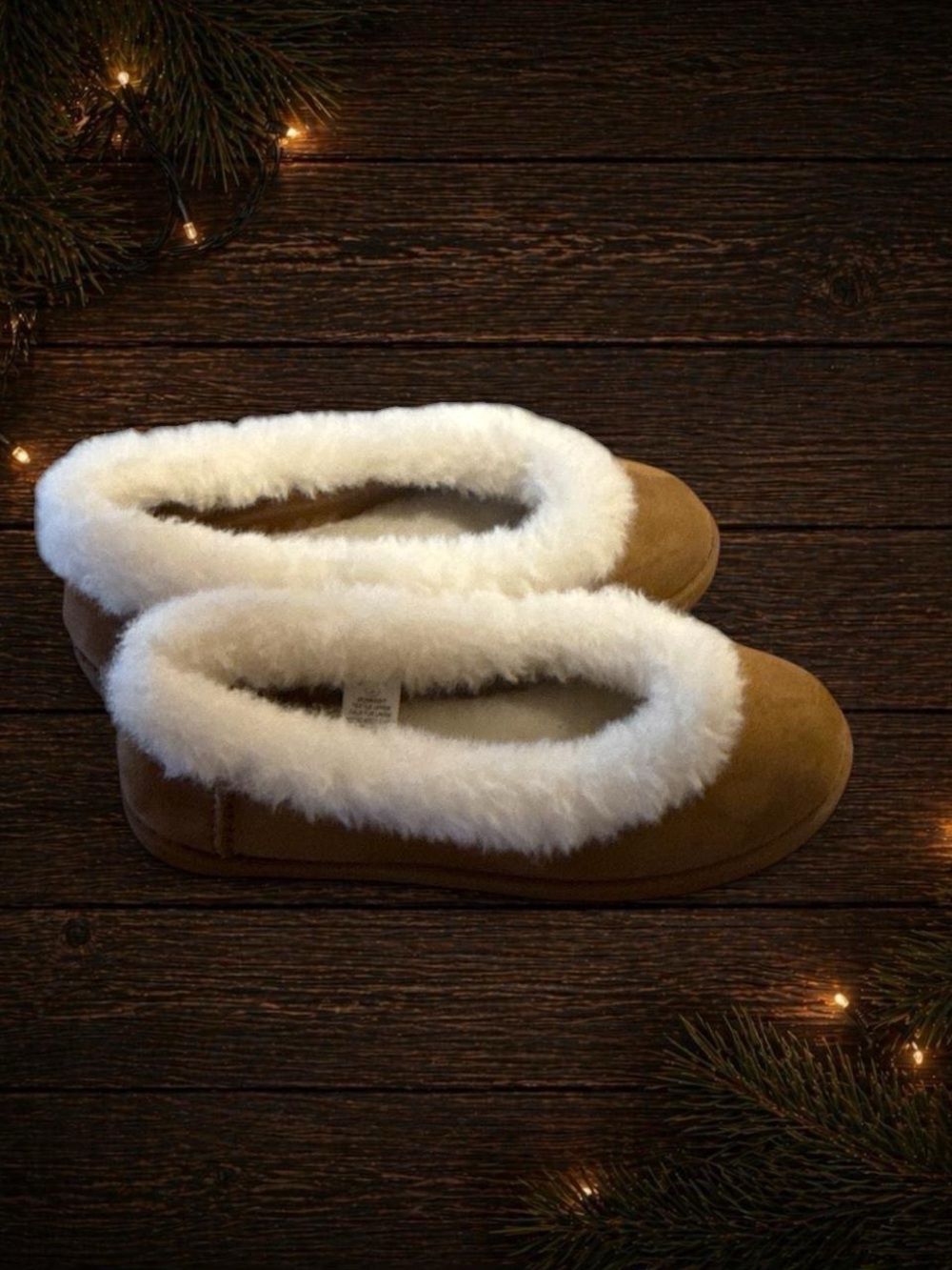 Women's Plush-Lined Slip-On Slippers - Chestnut - Picture 2 of 3